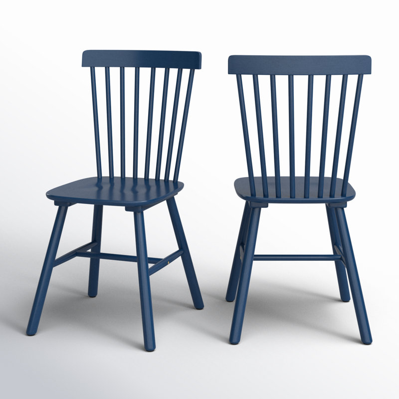 Chaise d'appoint en bois massif Chesley, Bleu marine