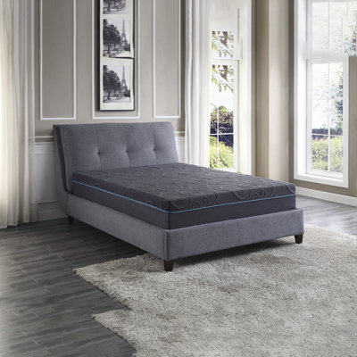 Matelas hybride en mousse viscoélastique imprégnée de gel 11 pouces, grand lit, gris foncé, matelas dans une boîte