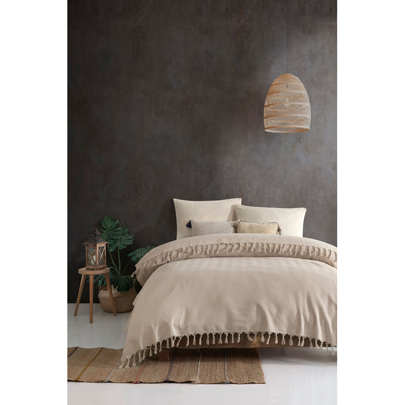 Couvre-lit réversible en mélange de coton Thron, Beige
