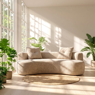Ysenlin 79.5" W x 47.6" D x 25.1" H Boucle Foam and Spring 3-Seat Floor Sofa