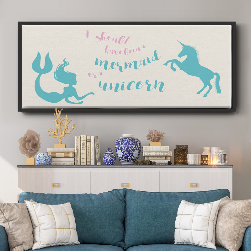 Mermaid Unicorn - toile encadrée, H 8 po x l 20 po