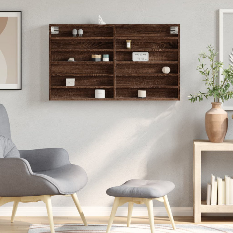 Roenick Floating Shelf, 58cm H x 100cm W x 8.5cm, Brown Oak