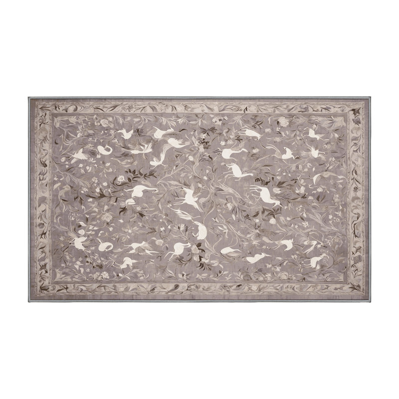 Tapis gris soyeux et moelleux, Rectangle de 5 pi x 8 pi