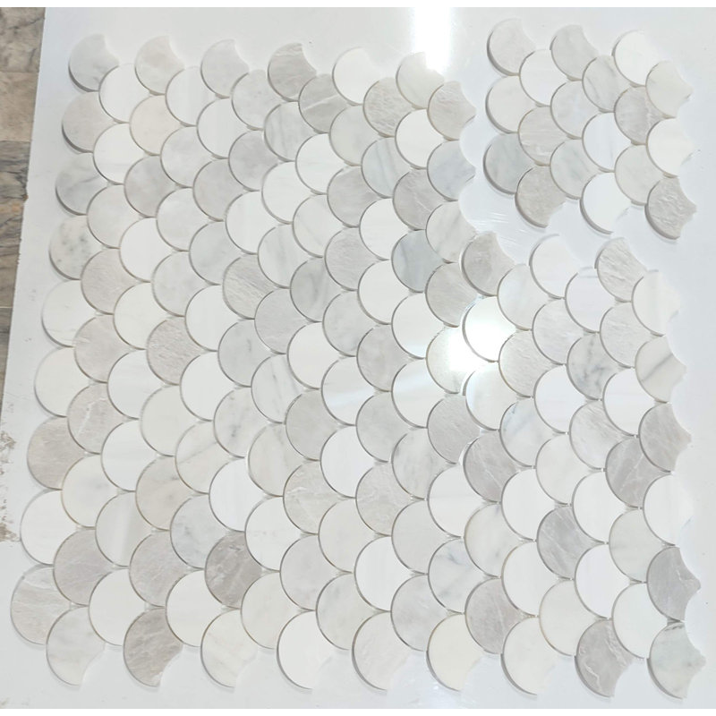 SCALLOPS MOSAIC POLISHED, White/Gray/Off White