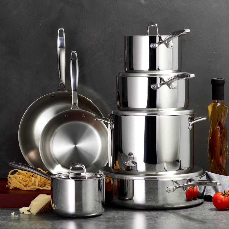 Tri-Ply Stainless Steel 12-Piece Cookware Set with Lids