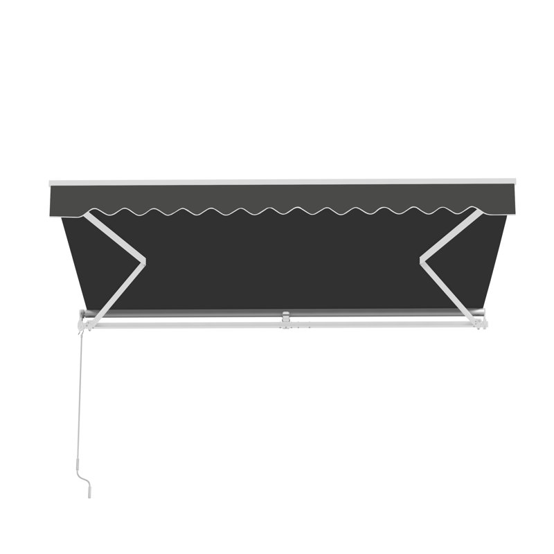 ALEKO Motorized Retractable Outdoor Awning with White Frame, Black Onyx, 10' W x 8' D