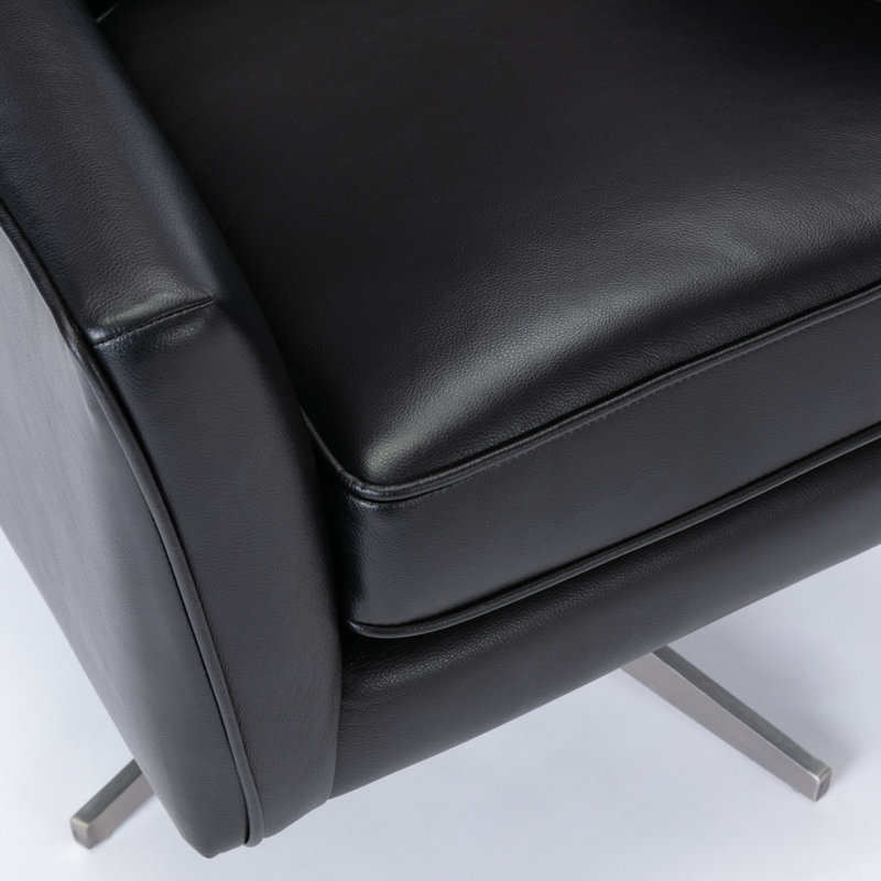 Faux Leather Swivel Armchair, Black Faux Leather