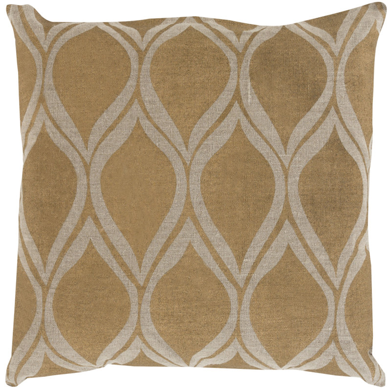 Housse de coussin en lin, H 18 po x l 18 po x P 4 po, Or / beige, Polyester