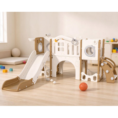 Ensemble de glissade 11 en 1 pour tout-petits, toboggan pour enfants avec grimpeur, ensemble de golf et panier de basketball, ensemble de jeu de glissade intérieur et extérieur
