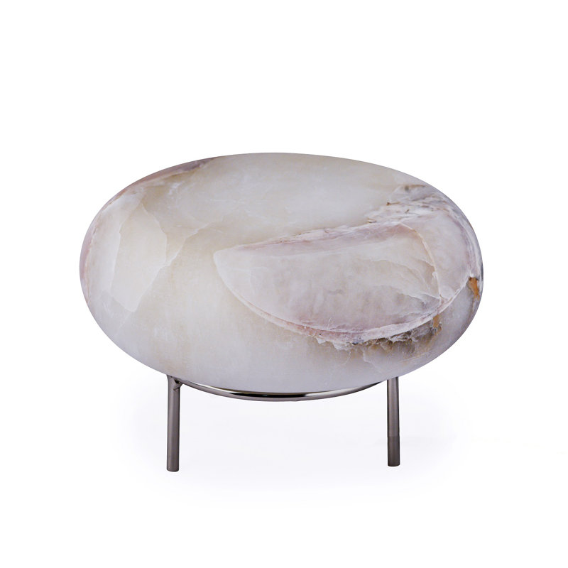 Iron Lamp W/Marble Shade