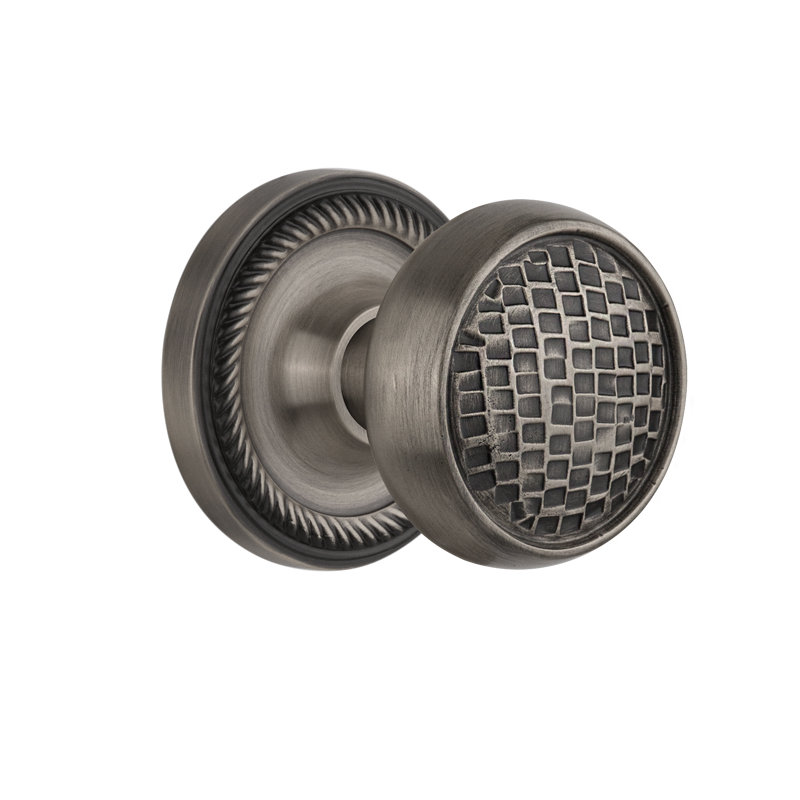 Rope Rosette with Craftsman Door Knob, Antique Pewter