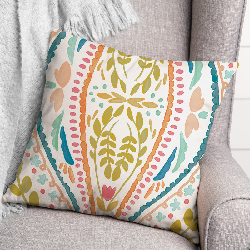 Housse et insert de coussin extérieur d'extérieur, Jaune, Floral 2