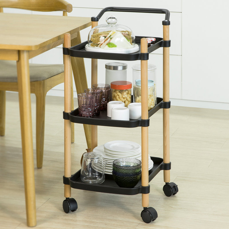 Brunilde Solid Wood Bar Cart, Black