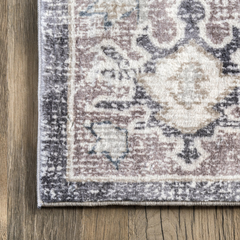 Josephine Distressed Floral Medallion Area Rug, Rectangle 5' x 8'
