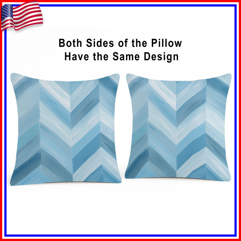 Blue Chevron Zigzag Double Sided Throw Pillows, 20 x 20 inches