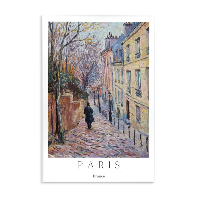 Plaque d'automne, scène de rue Paris, par Petal Prints Design, H 19 po x l 13 po