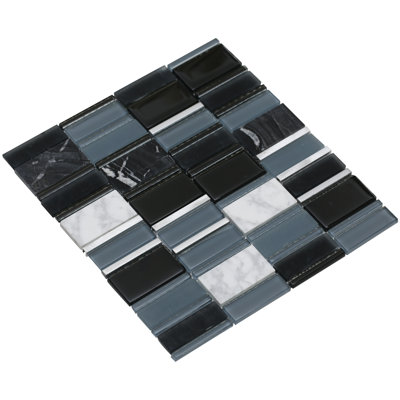 Tallia Random Sized Natural Stone/Metal Glass Random Mosaic Wall & Floor Tile
