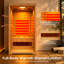 Sauna infrarouge lointain à faible champ électromagnétique pour une personne, sauna de 1476 W avec 6 éléments chauffants, luminothérapie 7 couleurs et bois massif de qualité supérieure, pour une détente et un bien-être optimaux.