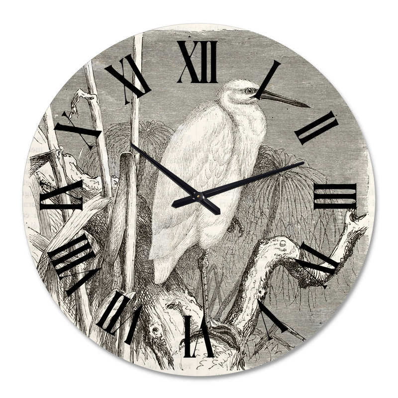 Little Egret Bird - horloge murale maison de campagne, Moyenne