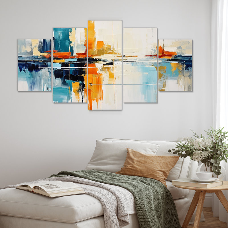 «Fall Rain In New York City II - Cityscape», ensemble d'art mural 5 pièces, H 32 po x l 60 po