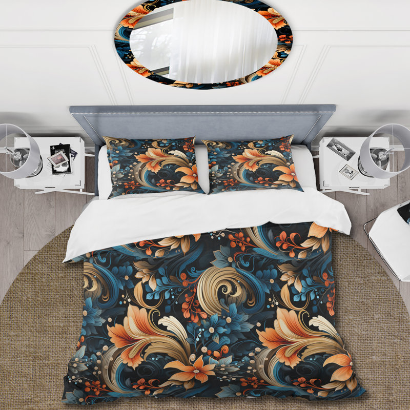 Ensemble de housse de couette Orange Rustic Paisley Radiant Gardens, Housse de couette pour grand lit et 2 taies décor