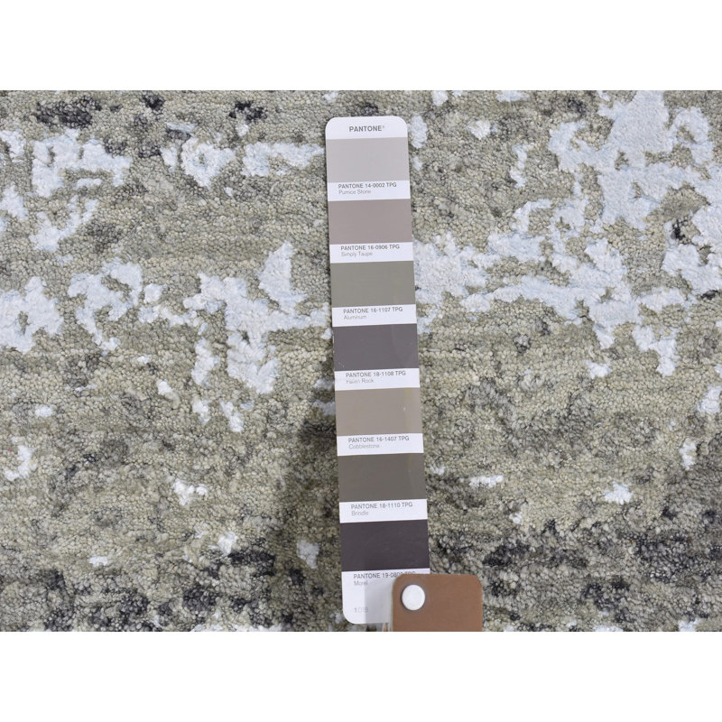 Tapis noué à la main 2 pi 6 po x 12 pi en laine et soie à motif abstrait noué à la main DA8A3B7D74B44AE58D95651F79AA63B0