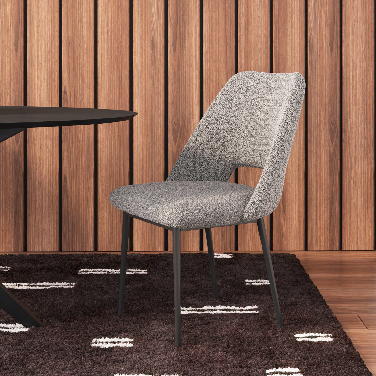 Valdez Dining Chair, Gray Boucle