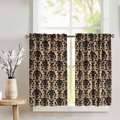 Poplin Damask Floral Cafe Tier Curtains