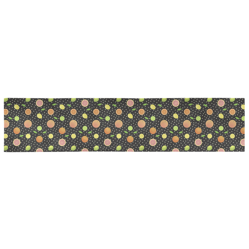 Chemin de table géométrique avicia, 73,5 po x 17,5 po, Noir, Polyester