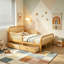 Structure de lit plateforme avec 2 tiroirs de rangement, lit en rotin pour enfants avec tête et pied de lit-634479129-634479109