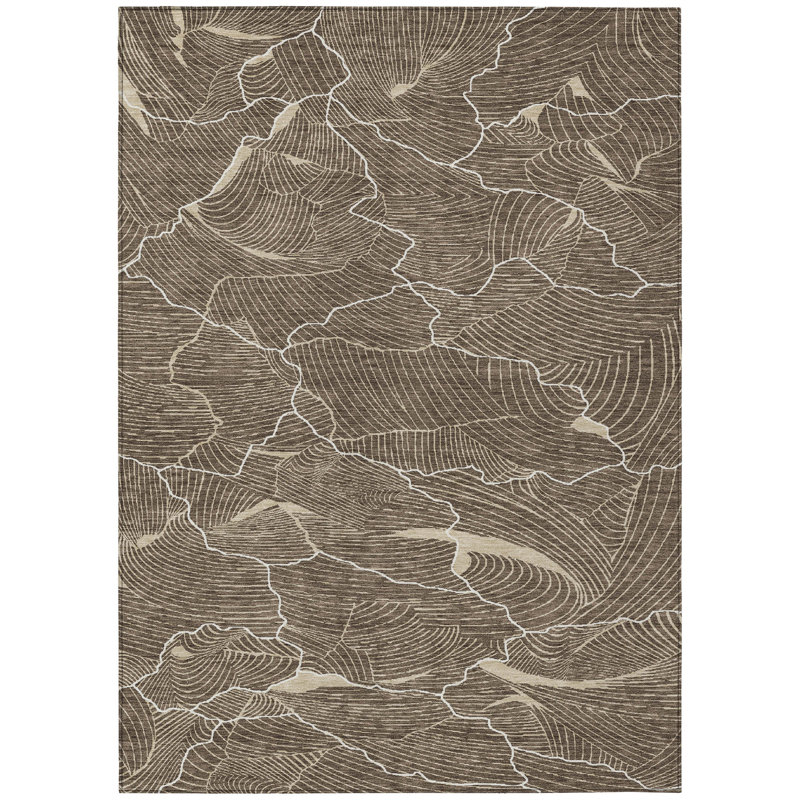 Sahari Brown Washable Indoor-Outdoor Rug - , 2'6" x 3'10"