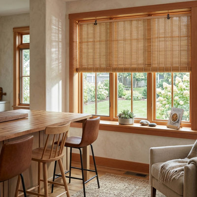 Natural Bamboo Roll-Up Shade, Light Filtering Window Blind for Indoor and Outdoor Spaces