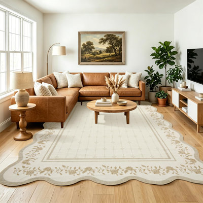 Tapis festonné grand tapis lavables pour le salon Chambre à coucher Tapis de table à manger doux sans perte Tapis d'intérieur moderne pour la chambre de bébé Décoration intérieure