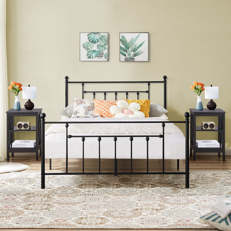 Kempst Steel Piece Bedroom Set, Full, Black