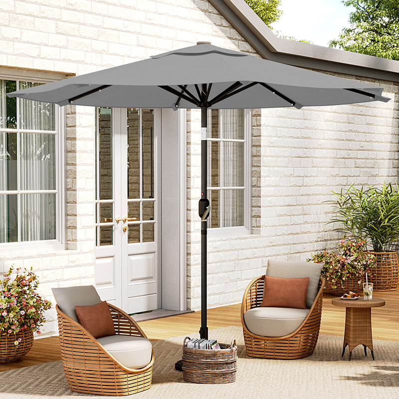 Olympia 3m Traditional Parasol with LED Light(single umbrella without base), Light Grey