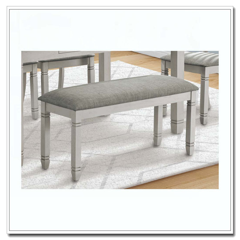 Banc, 41 po rectangulaire, cuisine, salle à manger, entrée, chambre à coucher, revêtement, bois, bois massif gris, tissu gris, transitionnel