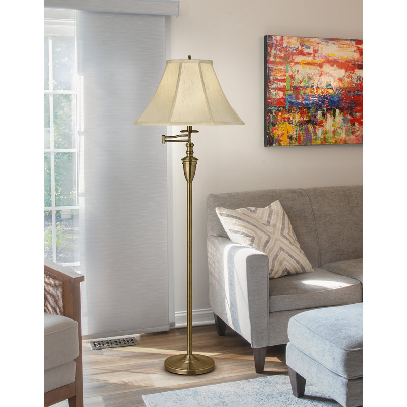 59'' Satin Antique Brass Swing Arm Floor Lamp