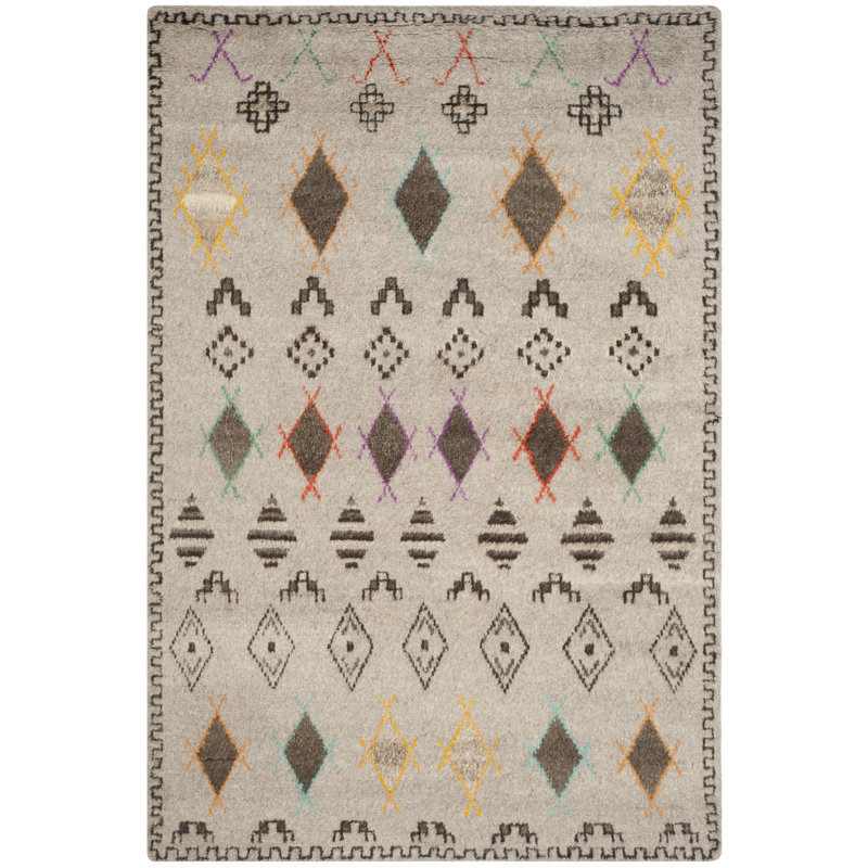 Tapis en laine / coton noué à la main Alimatou, Rectangle 9 pi x 12 pi