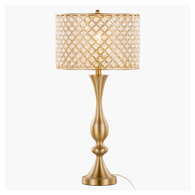 Topaz 27" Contemporary Metal Table Lamp With Clear K9 Crystal And Metal Shade From Grandview Gallery