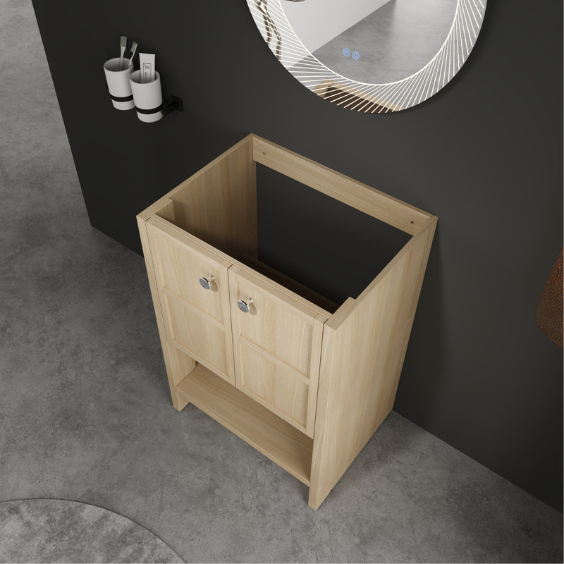 Meuble-lavabo autoportant, 2 portes à fermeture douce, contreplaqué (sans le lavabo)