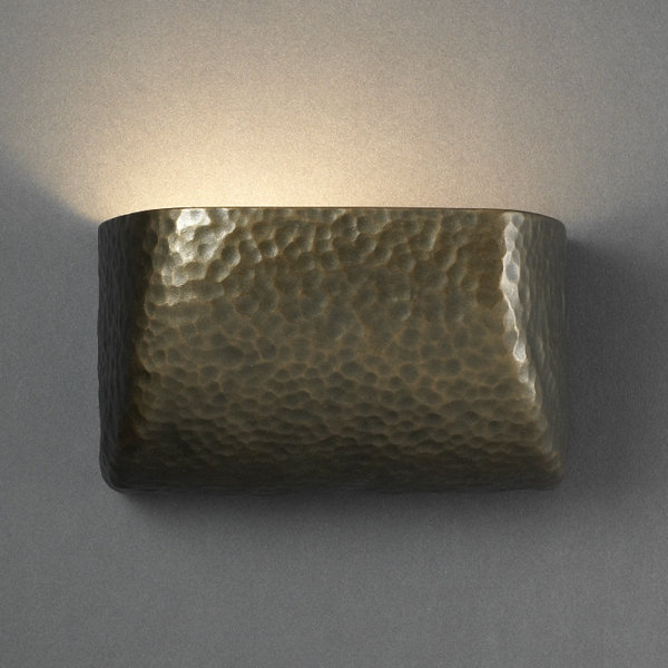Armance Ceramic Flush Mounted Sconce, Hammered Brass
