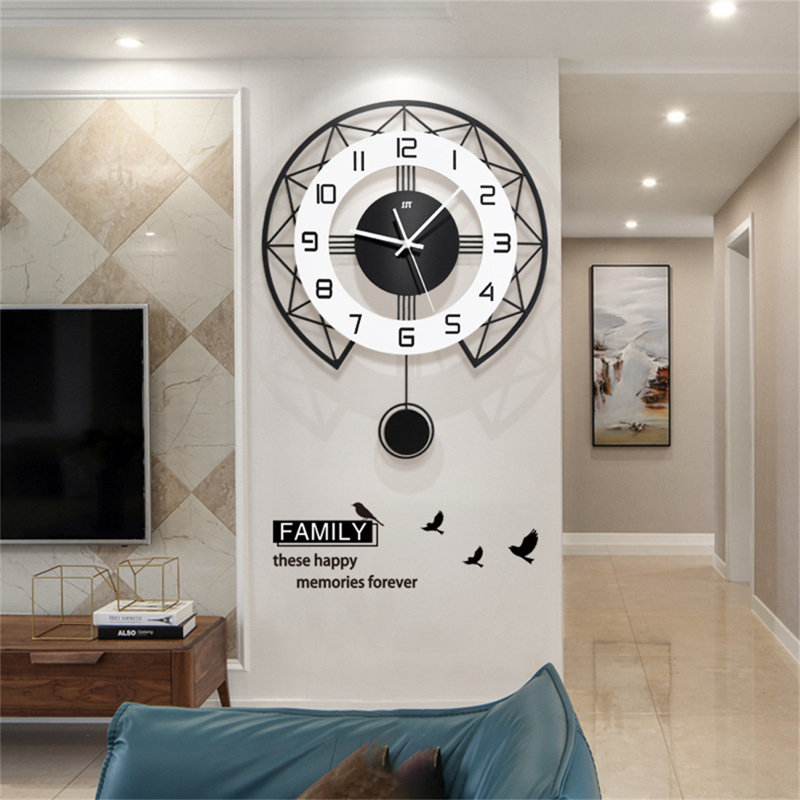 Modern Minimalist Silent Wall Clock For Living Room & Dining Room - Nordic Decorative Design With Premium Look