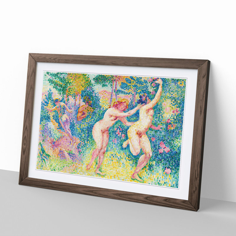 The Nymphs by Henri-Edmond Cross - Picture Frame Painting, 27cm H x 36cm W x 2cm D, Walnut Framed