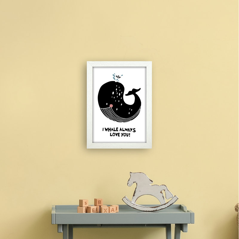 Whale by Miniofmine - Print, 34cm H x 25cm W x 3cm D, Brown Framed