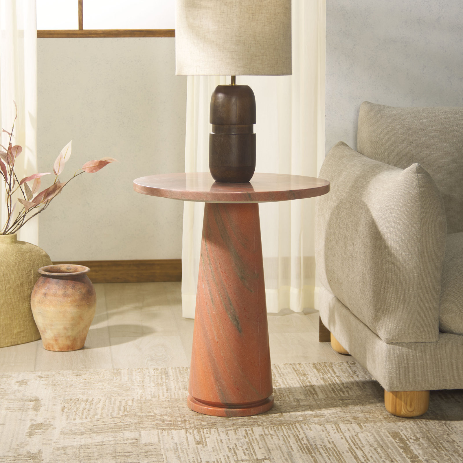 Alysson 21" Genuine Marble End Table, Clay