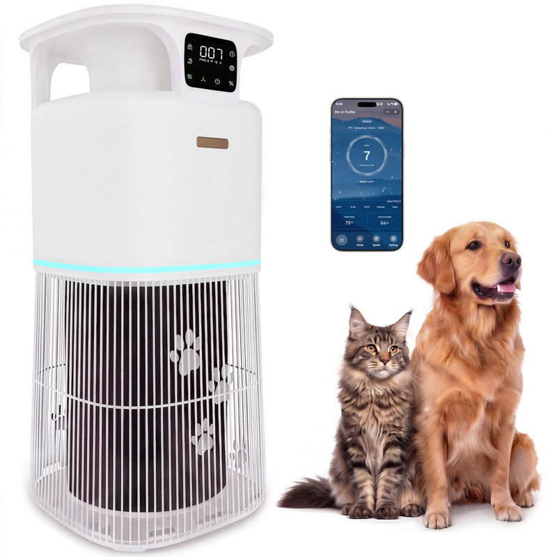 Purificateur d'air pour grandes pièces jusqu'à 344 m² (3700 pi²) – Préfiltre lavable, filtre HEPA H13, mode automatique intelligent, mode nuit à 23 dB et contrôle par application