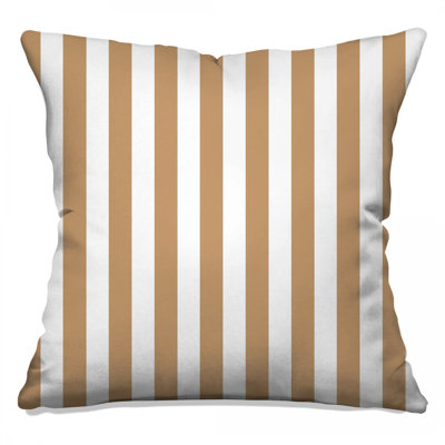 Beige Vertical Stripes Double Sided Throw Pillows