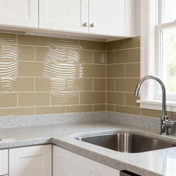 Pacific 4 in. x 12 in. Textured Glass Straight Edge Subway Decorative Kitchen & Bathroom Wall Tile