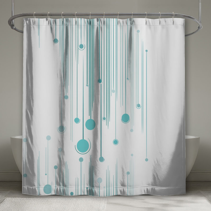 Rideau de douche abstrait - Art Modern Decor, H 84 po x l 70 po, Abstrait géométrique bleu