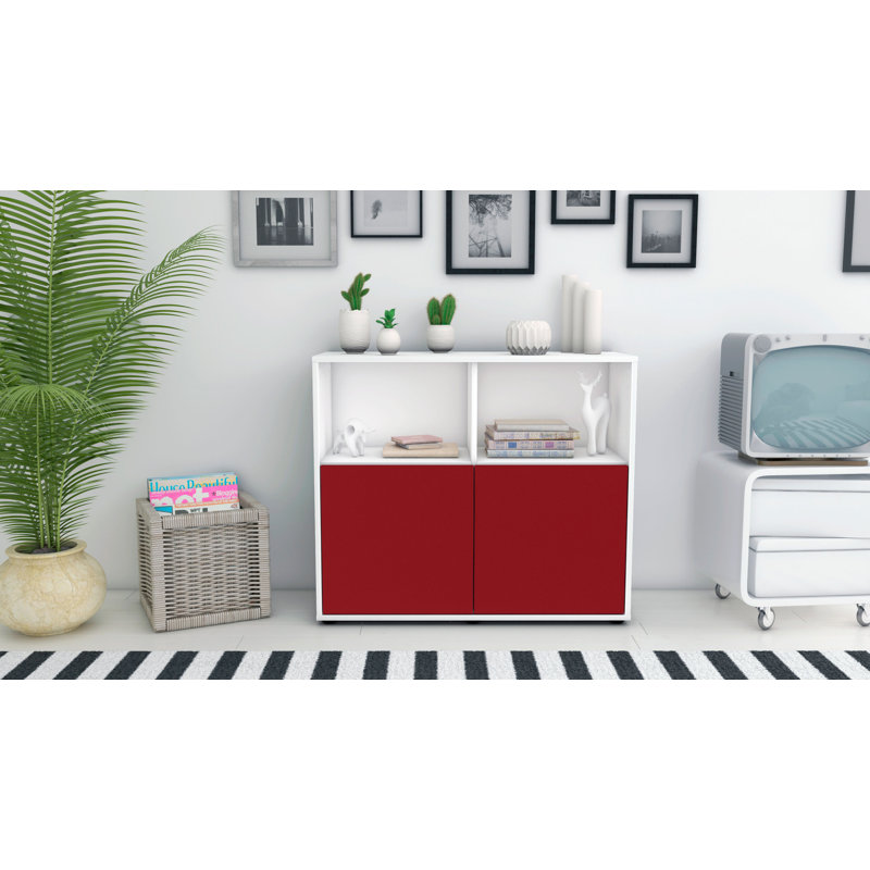 Raleigh 92cm Sideboard, White/Red